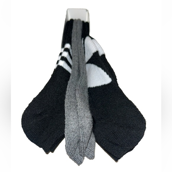 Adidas No Show Socks 3 Pair Men 6-12 Black Gray White Mixed Logo NEW $16 Trefoil - Picture 5 of 10